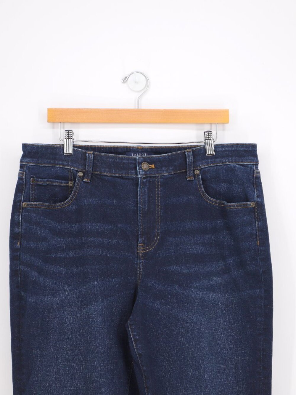 TALBOTS Tartan Trim Everyday Relaxed Jeans - Glacier Wash Det Size 14 - Picture 4 of 8